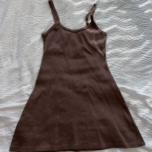 Los Angeles Apparel Heavy Rib Mini Spaghetti Dress Mauve